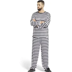 Déguisement adulte prisonnier rayé noir blanc - Taille M