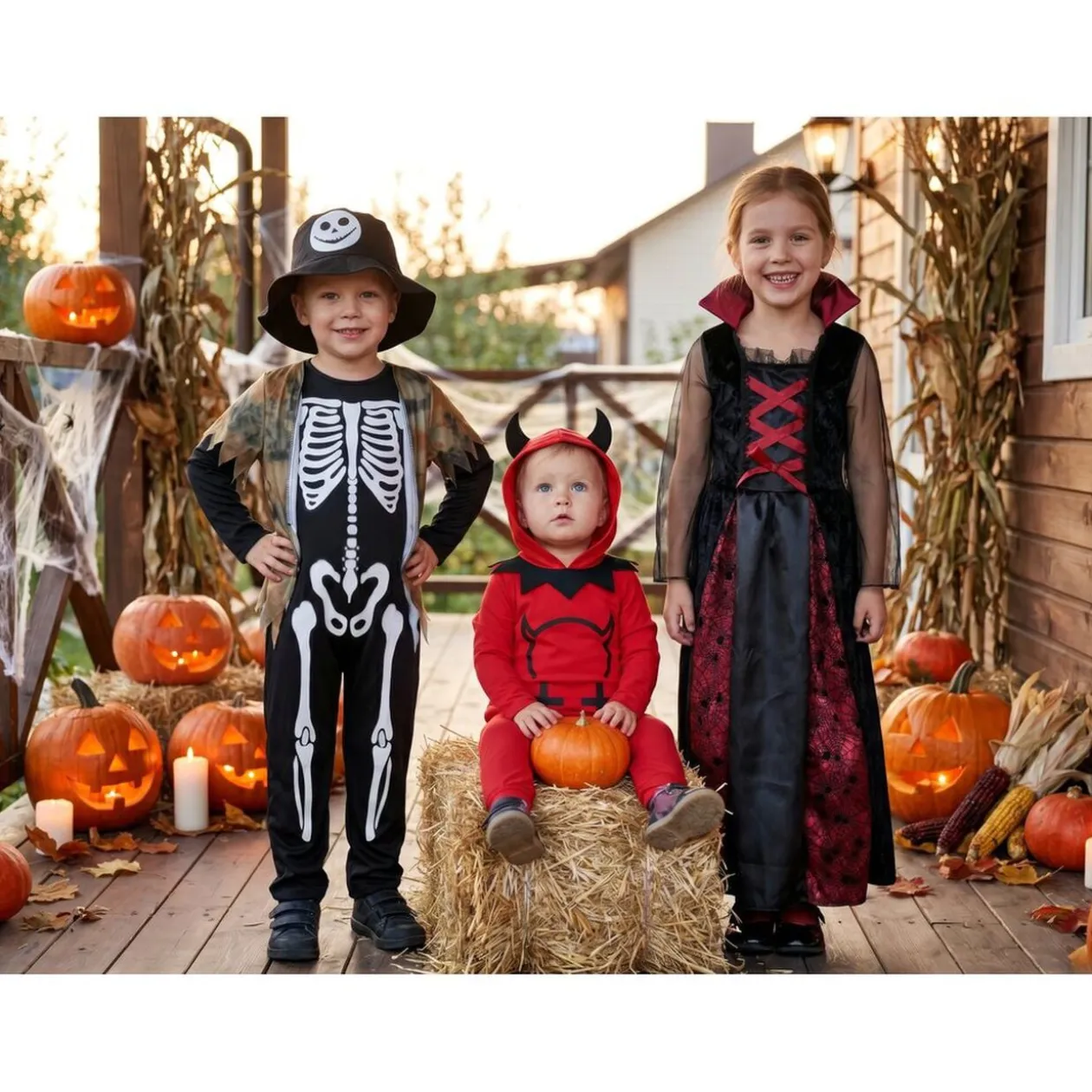 Déguisement bébé Halloween petit diable polyester rouge et noir 18/24M