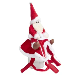 Déguisement chien Père Noël à califourchon rouge et blanc - Taille S