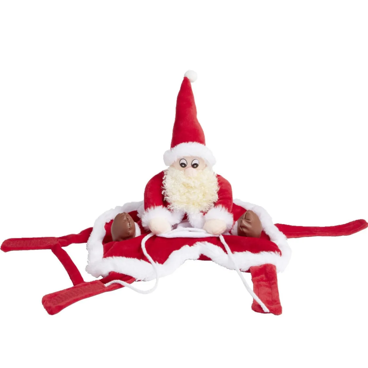 Déguisement chien Père Noël à califourchon rouge et blanc - Taille L