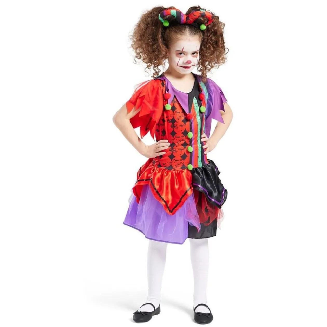 Déguisement enfant clown serre-tête et robe 7/10 ans