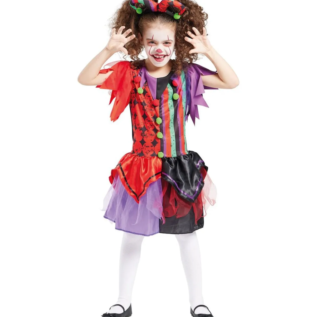 Déguisement enfant clown serre-tête et robe 7/10 ans