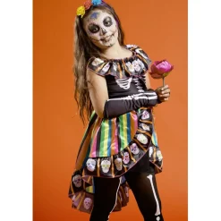 Déguisement enfant Dia de los Muertos squelette robe collant 7/10ans < Gifi Outlet