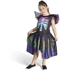 Déguisement enfant fée squelette robe et ailes multicolore 7/10ans