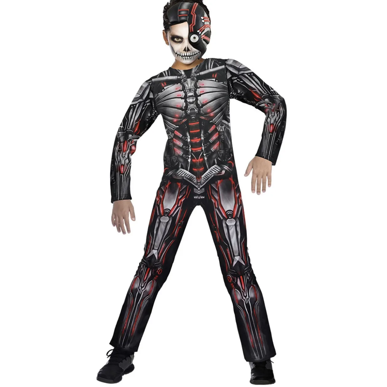 Déguisement enfant Halloween cyborg combinaison et masque 11/14ans