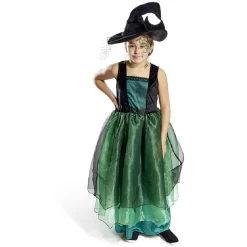 Déguisement enfant Halloween sorcière robe chapeau noir vert 11/14ans < Gifi Best