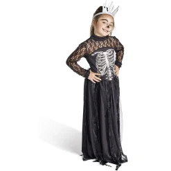 Déguisement enfant Halloween reine squelette noir et blanc 11/14ans