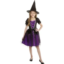 Déguisement enfant Halloween sorcière noir et violet 11/14 ans