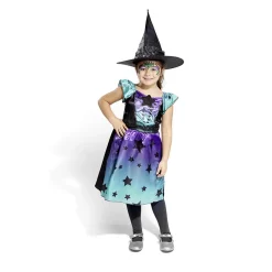 Déguisement enfant Halloween sorcière robe noir bleu violet 7/10 ans < Gifi New