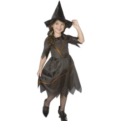 Déguisement enfant sorcière Halloween noir orange 7 à 10 ans < Gifi