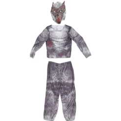 Déguisement Halloween enfant loup garou 3 pièces polyester gris 7/10ans