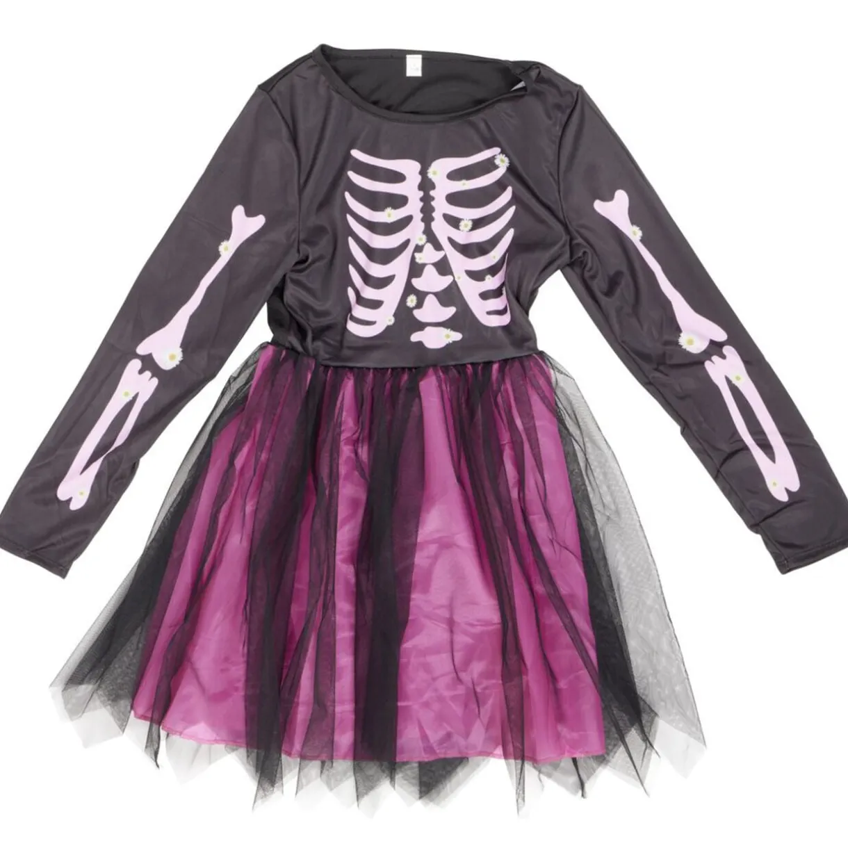 Déguisement Halloween enfant fille robe squelette polyester rose et noir 7/10ans < Gifi Best