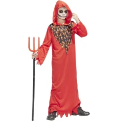 Déguisement Halloween enfant diable cagoule et tunique rouge 7/10ans