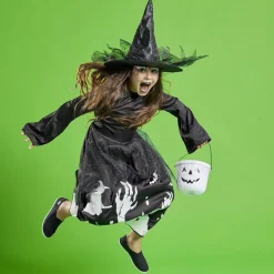 Déguisement Halloween enfant phosphorescent sorcière robe 7/10ans