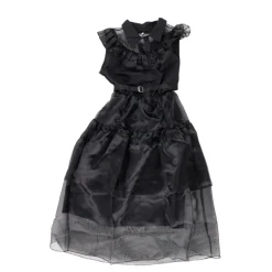 Déguisement Halloween femme Mercredi robe gothique noire et ceinture taille L < Gifi Online