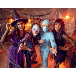 Déguisement Halloween femme robe sorcière avec chapeau noir et violet taille S