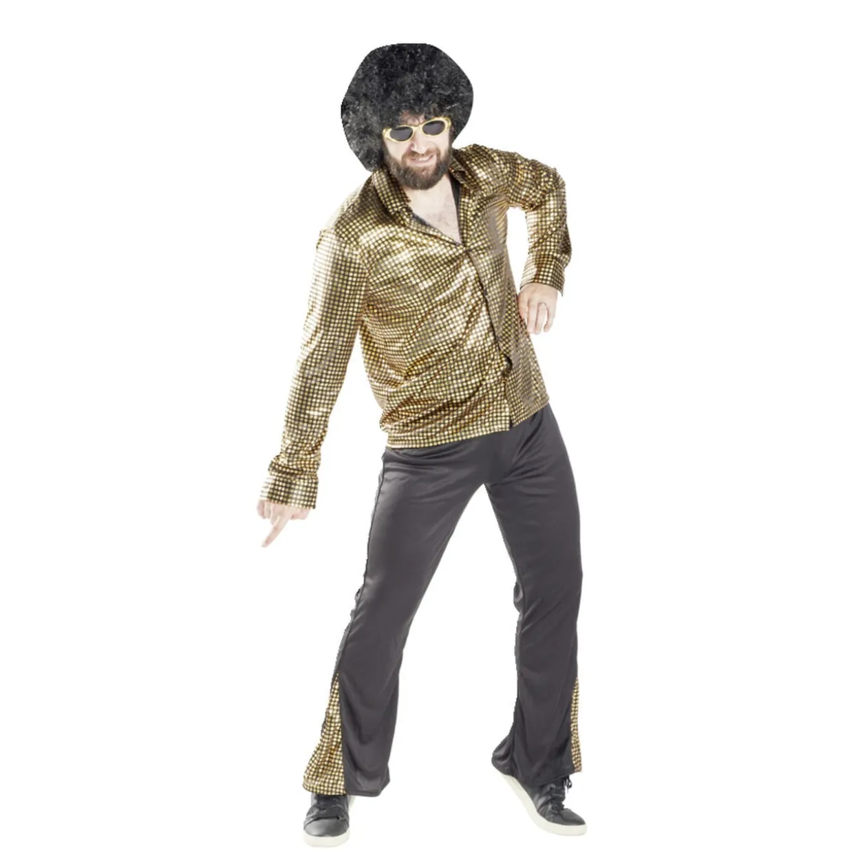 Déguisement homme disco noir et doré pour homme 2 pièces Taille unique