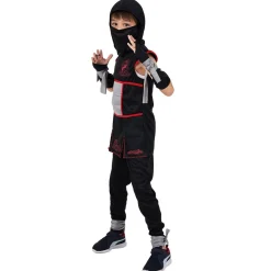 Déguisement Ninja noir et rouge 7/10 ans