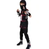 Déguisement Ninja noir et rouge 11/14 ans