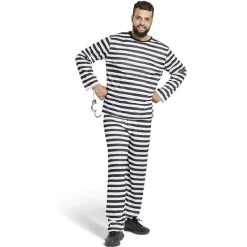 Déguisement prisonnier adulte rayé noir blanc - Taille S < Gifi Online