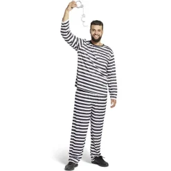 Déguisement prisonnier rayé noir blanc adulte - Taille L < Gifi New