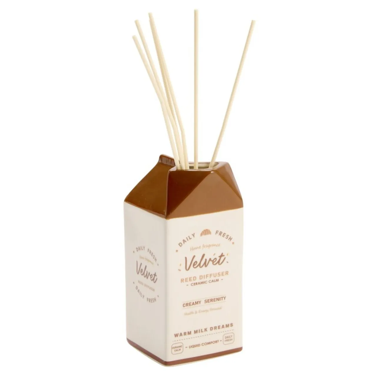 Diffuseur à bâtonnets 100ml céramique forme brique de lait 6,5x6,5xH16cm