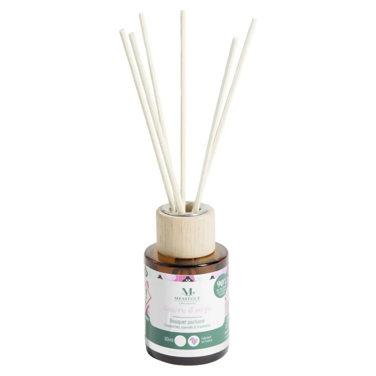 Diffuseur à bâtonnets 80ml Mességué bouquet parfumé sucre d'orge