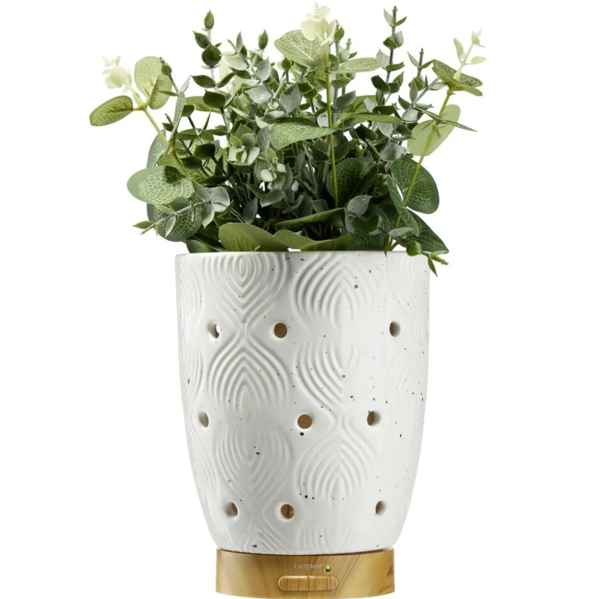 Diffuseur huiles essentielles Mességué Yarra blanc support plante 5V Ø11,5xH22cm < Gifi New