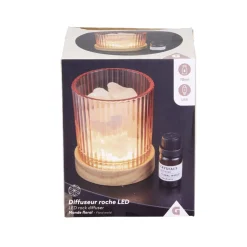 Diffuseur roche LED base bois avec 1 huile essentielle - 2 modèles < Gifi Best