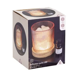 Diffuseur roche LED base bois avec 1 huile essentielle - 2 modèles < Gifi Best