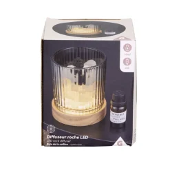 Diffuseur roche LED base bois avec 1 huile essentielle - 2 modèles < Gifi Best