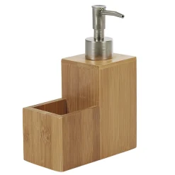 Distributeur de liquide vaisselle en bois avec compartiment à éponge < Gifi New