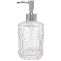 Distributeur de savon en verre effet cristallin transparent Ø8xH17,5cm