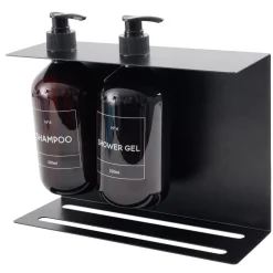 Distributeur de savon mural métal avec 2 flacons plastique 500ml noir 25x9xH22cm < Gifi Best