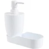 Distributeur de savon plastique avec socle 17,5x8,5xH17cm (2 modèles blanc ou gris) < Gifi Clearance