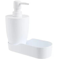 Distributeur de savon plastique avec socle 17,5x8,5xH17cm (2 modèles blanc ou gris) < Gifi Clearance