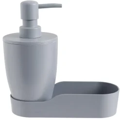 Distributeur de savon plastique avec socle 17,5x8,5xH17cm (2 modèles blanc ou gris) < Gifi Clearance