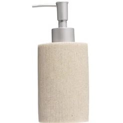Distributeur de savon plastique beige effet texturé Ø6xH17cm < Gifi Discount
