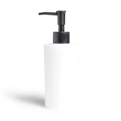 Distributeur de savon à pompe Ø6,8x18,5cm plastique noir et blanc