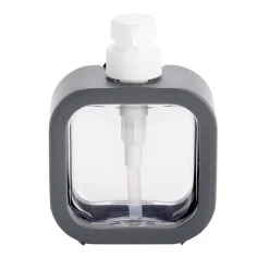 Distributeur à savon plastique centre transparent contour uni 11x5xH15cm (2 modèles)