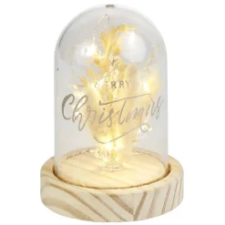 Dôme fleurs séchées sous cloche Merry Christmas à LED Ø9xH13cm < Gifi Hot