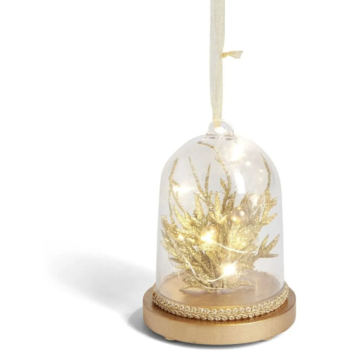 Dôme lumineux à poser fleur pailletée dorée Ø9xH11cm < Gifi Outlet