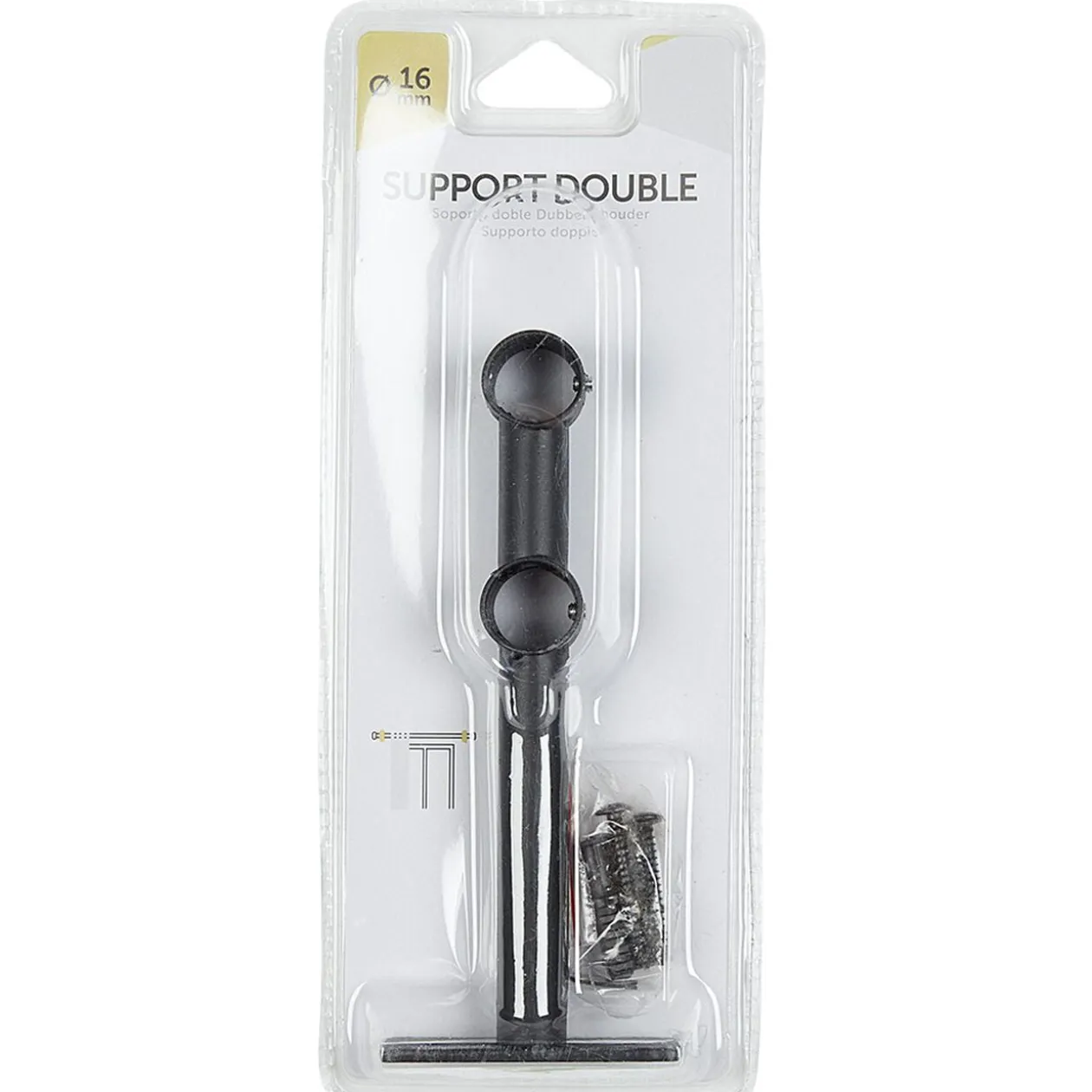 Double support pour tringle noir métal