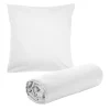 Drap housse 90x190cm avec 1 taie oreiller 63x63cm uni (3 modèles) < Gifi Outlet