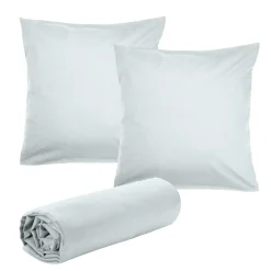 Drap housse 160x200cm avec 2 taies oreillers 63x63cm uni (3 modèles) < Gifi Hot