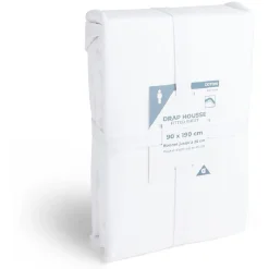 Drap housse 90x190cm 100% coton blanc < Gifi Best