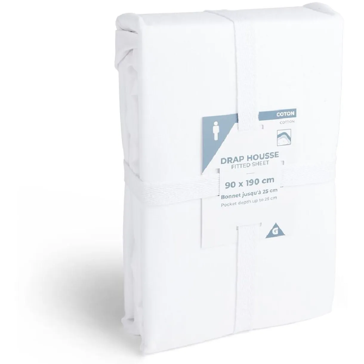 Drap housse 90x190cm 100% coton blanc < Gifi Best