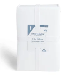 Drap housse 90x190cm 100% coton blanc < Gifi Best
