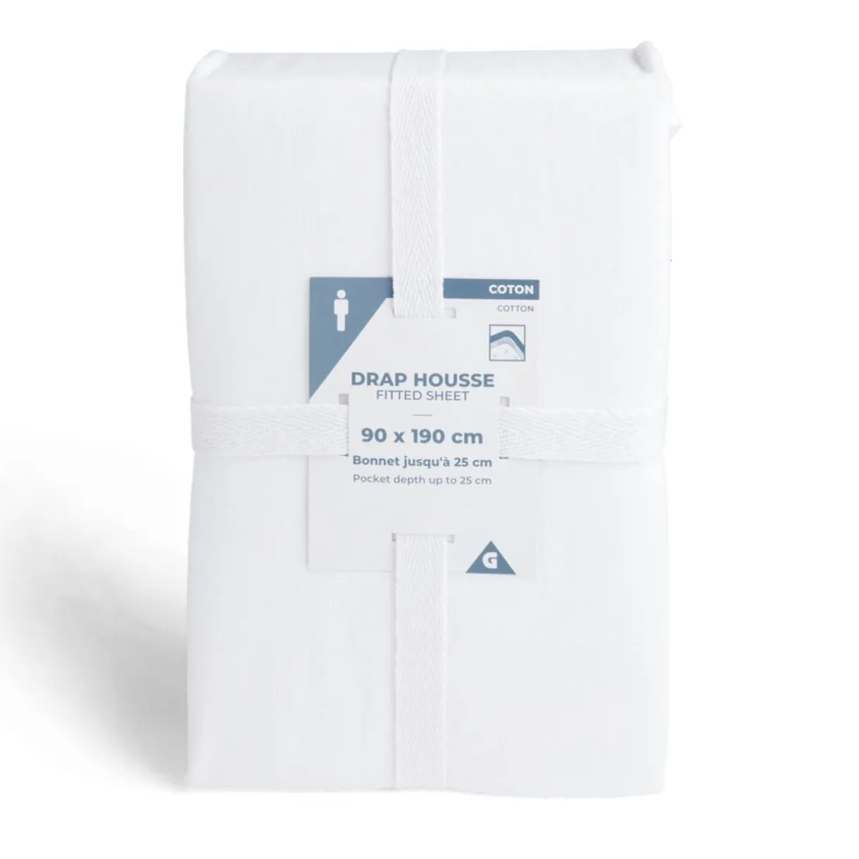 Drap housse 90x190cm 100% coton blanc < Gifi Best