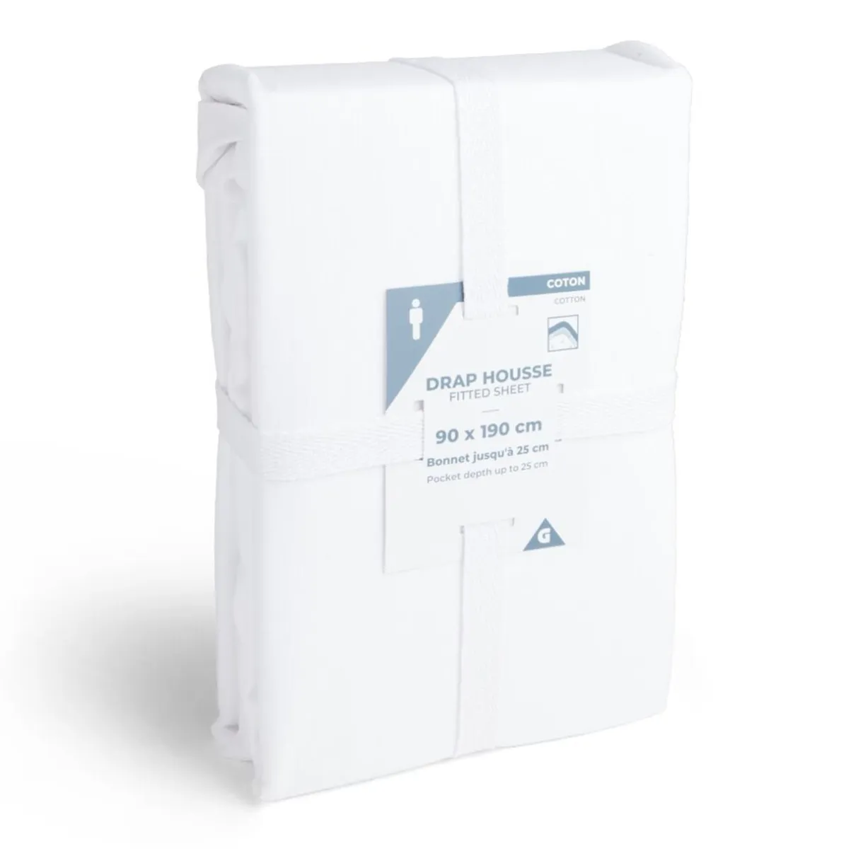 Drap housse 90x190cm 100% coton blanc < Gifi Best
